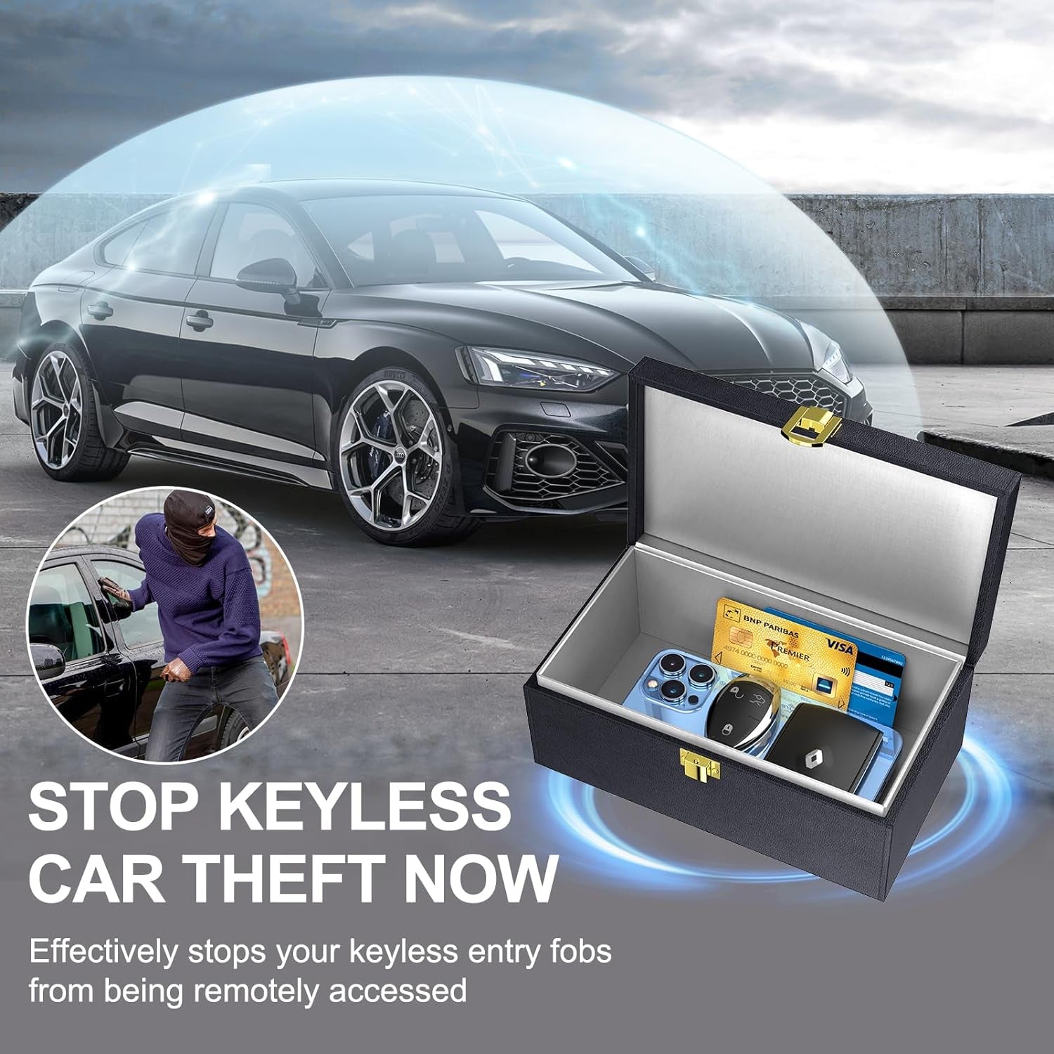 Faraday Box & Pouch for Car Keys – 2-Pack RFID Signal Blocking Keyless Entry Anti-Theft Protector