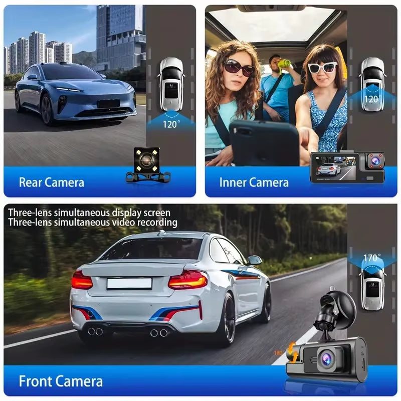 3Camera Dash Cam 2Cam Car Camera 1080P Video Recorder WIFI Car DVR Front Rear View Camera Night Vision Black Box Car Accessories