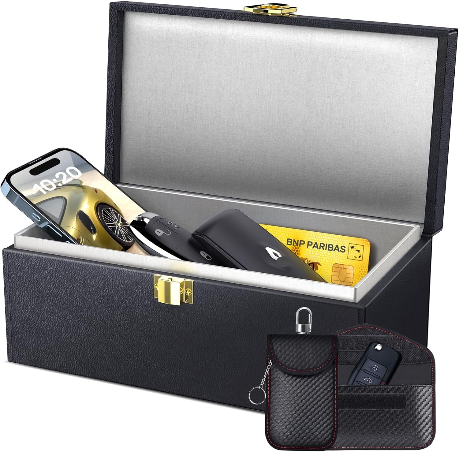 Faraday Box & Pouch for Car Keys – 2-Pack RFID Signal Blocking Keyless Entry Anti-Theft Protector