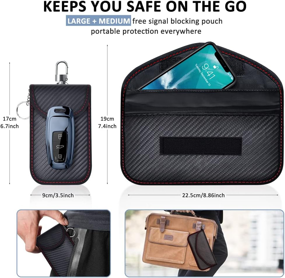Faraday Box & Pouch for Car Keys – 2-Pack RFID Signal Blocking Keyless Entry Anti-Theft Protector
