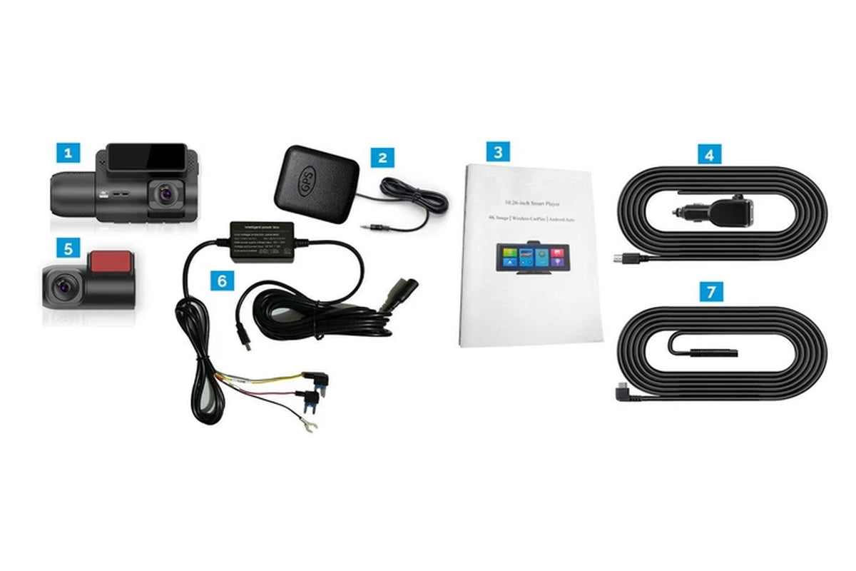 3 Channel 4K Dash Cam with WiFi & GPS – Front, Inside & Rear Recording, Sony Starvis Night Vision, Supercapacitor Power, Hardwire Kit Included