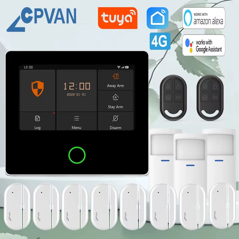 Tuya Smart Home Security System Wireless WIFI 4G Home Burglar Security Protection Alarm with Motion Detector Door Sensor