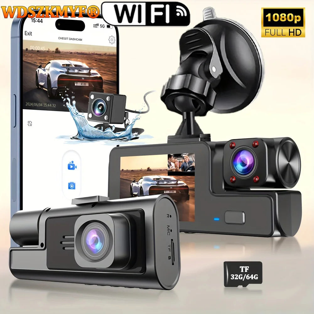 3Camera Dash Cam 2Cam Car Camera 1080P Video Recorder WIFI Car DVR Front Rear View Camera Night Vision Black Box Car Accessories