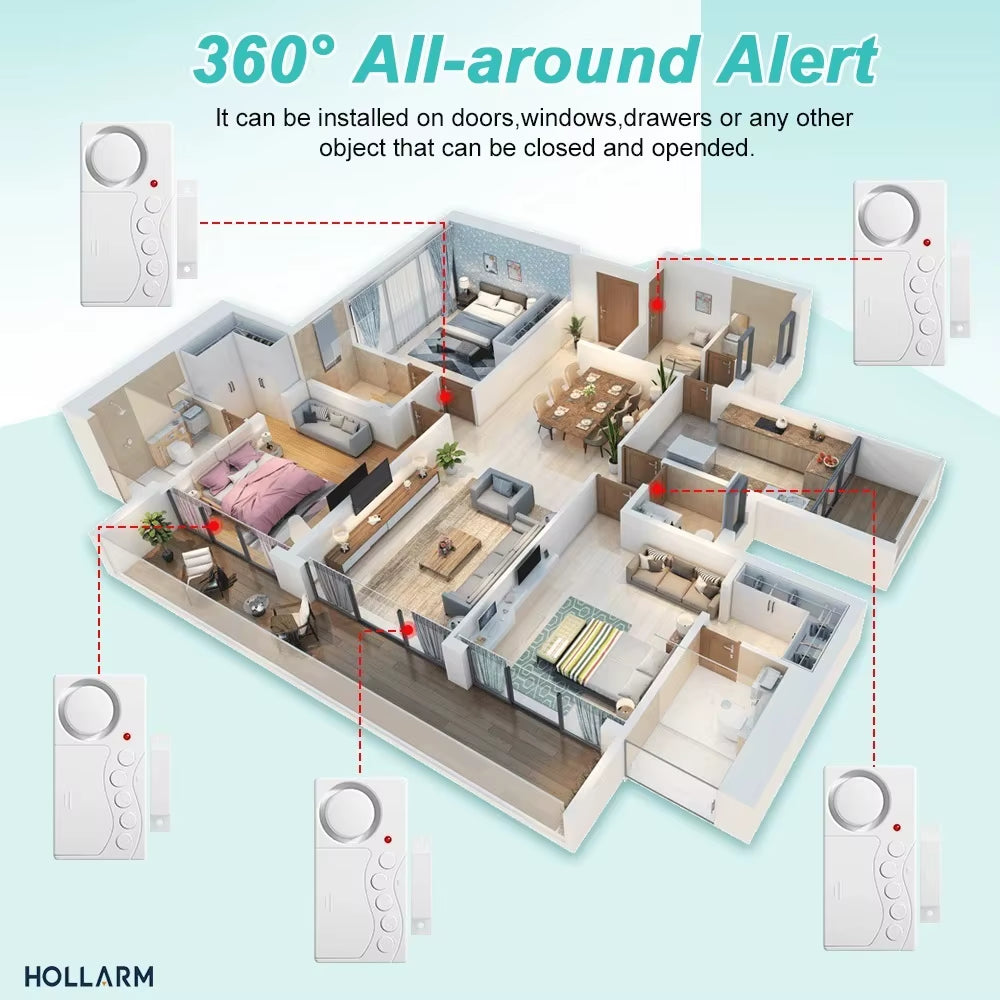 Zexmte Door Window Security Alarm Wireless Time Delay Door Opening Sensor Anti-Theft Smart Home Refrigerator Security Protection