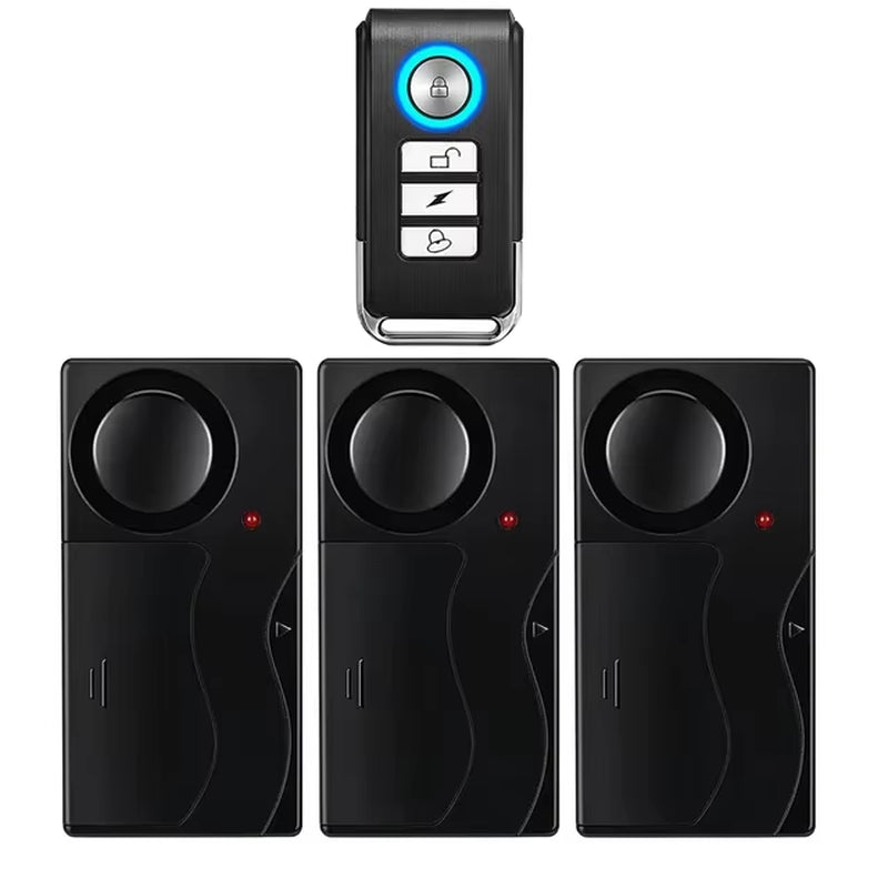 Anti-Theft Alarm 110Db Loud Door and Window Alarm Wireless Vibration Alarm with Remote Control Bicycle Security Sensors