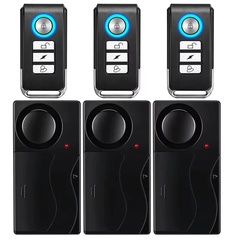 Anti-Theft Alarm 110Db Loud Door and Window Alarm Wireless Vibration Alarm with Remote Control Bicycle Security Sensors