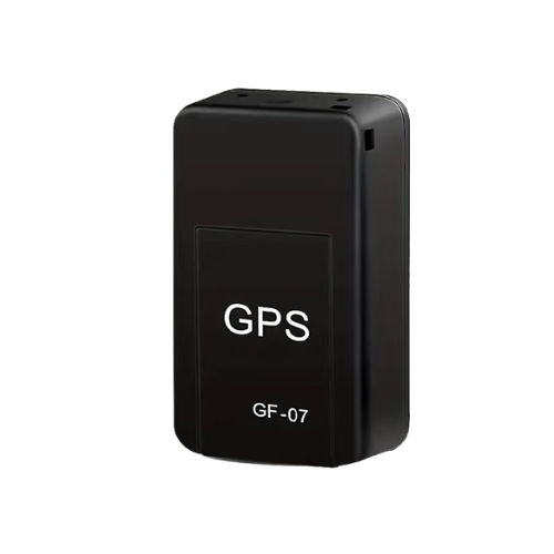 Black GPS tracker with 'GPS' and 'GF-07' text on a white background