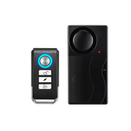 Black electronic doorbell system with remote control on a white background
