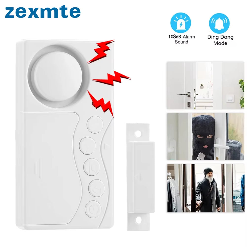 Zexmte Door Window Security Alarm Wireless Time Delay Door Opening Sensor Anti-Theft Smart Home Refrigerator Security Protection