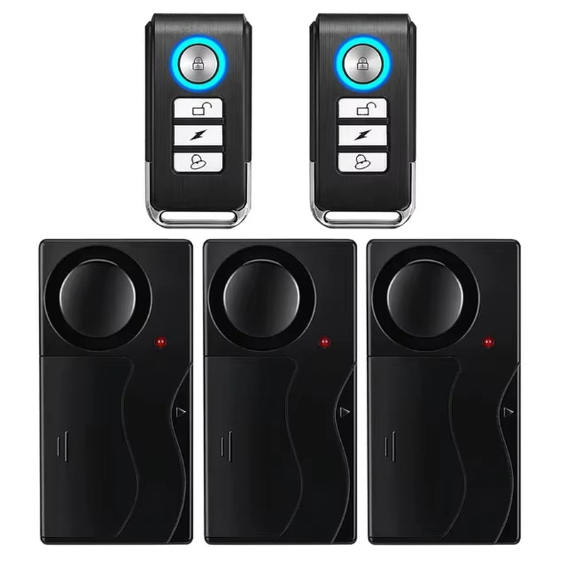 Anti-Theft Alarm 110Db Loud Door and Window Alarm Wireless Vibration Alarm with Remote Control Bicycle Security Sensors