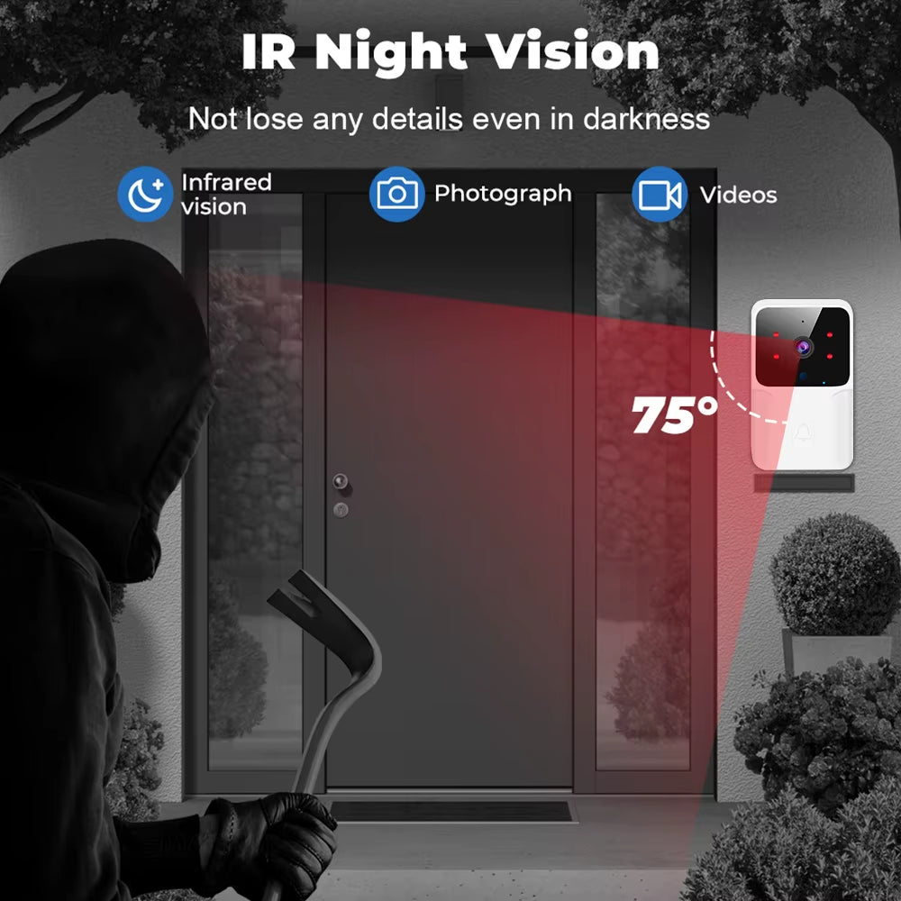 2026 Wireless Smart Video Doorbell, 2.4G Wifi Home Security Camera, 2-Way Audio, Night Vision, Battery, Secure Home Monitoring
