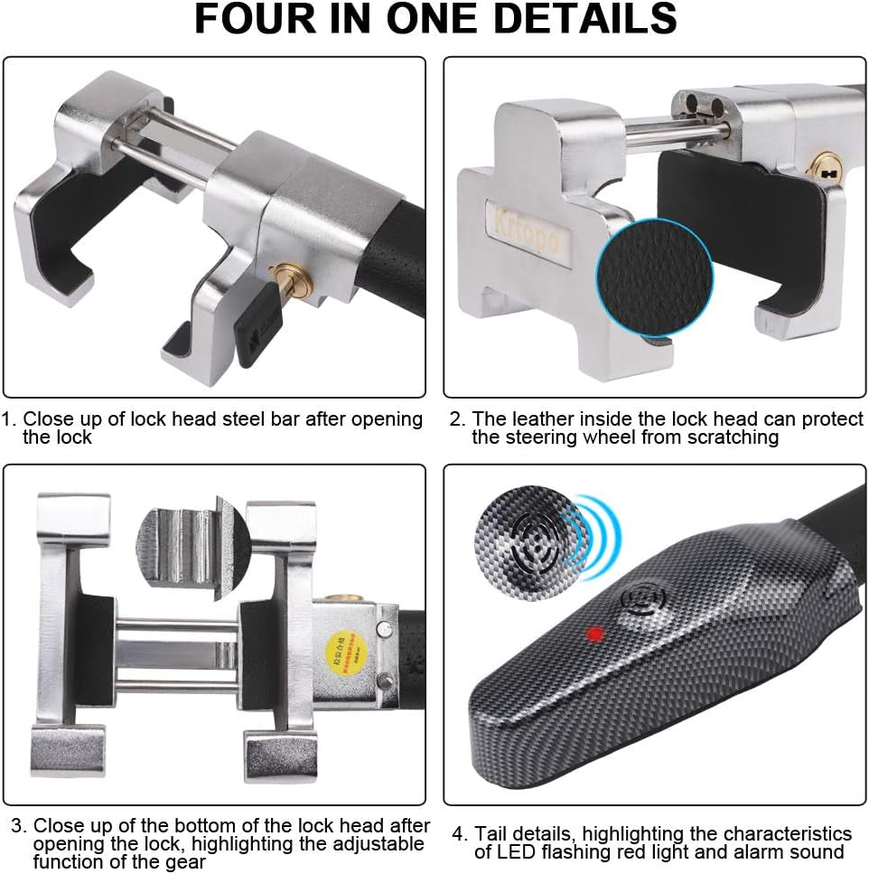 Steering Wheel Lock Universal Car anti Theft Security Alarm Closure Retractable Anti-Theft Protection