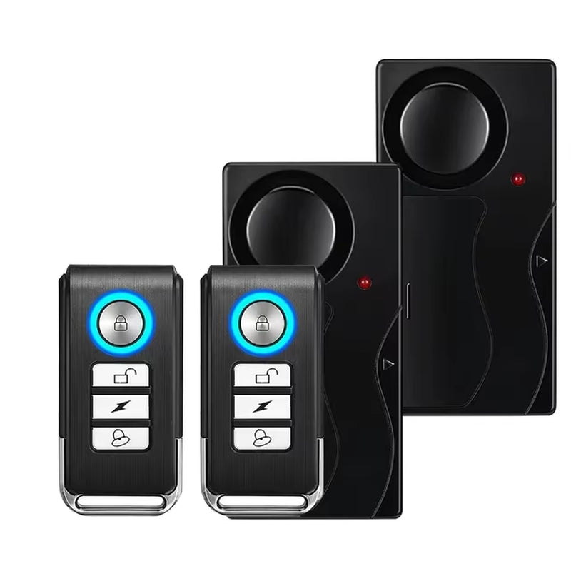 Anti-Theft Alarm 110Db Loud Door and Window Alarm Wireless Vibration Alarm with Remote Control Bicycle Security Sensors