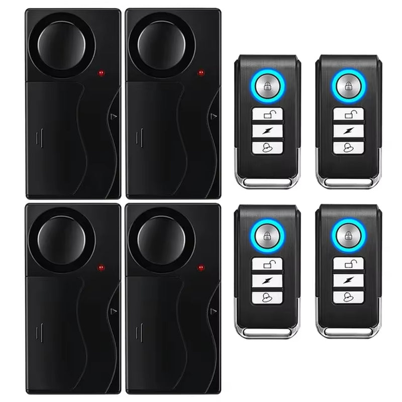 Anti-Theft Alarm 110Db Loud Door and Window Alarm Wireless Vibration Alarm with Remote Control Bicycle Security Sensors