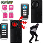 Anti-Theft Alarm 110Db Loud Door and Window Alarm Wireless Vibration Alarm with Remote Control Bicycle Security Sensors