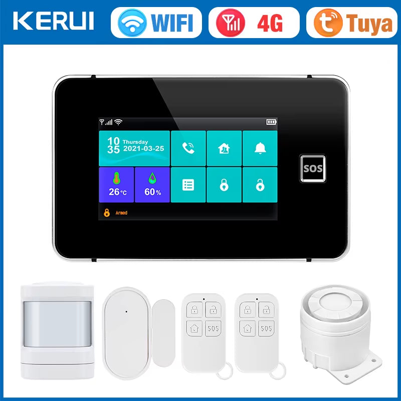 G64B 4G Wifi Smart Alarm System 4.3-Inch Screen Wireless DIY Your Smart Home Security System with Sensor Work with Alexa
